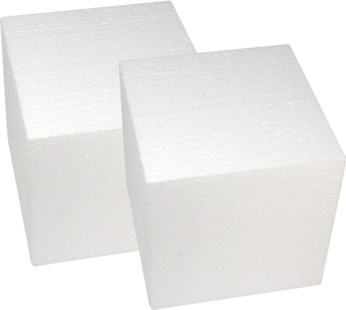 Rayher hobby Piepschuim vormen/figuren kubus - Set van 4x stuks - wit - 20 x 20 cm - knutselen artikelen