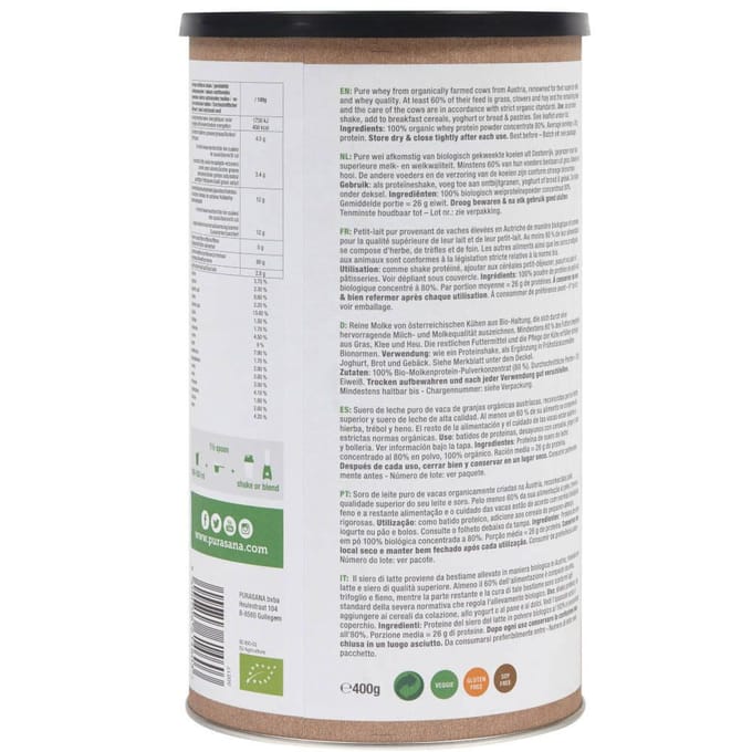 Purasana® Whey Protein Naturel Bio 400 Poeder