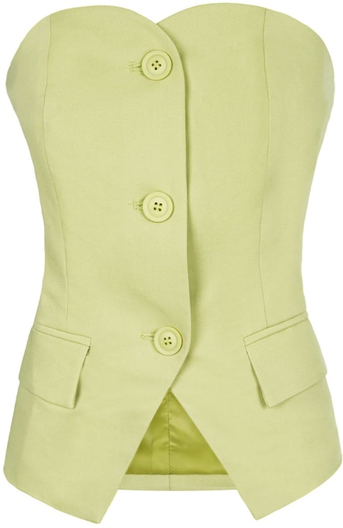 Gevormde Polyester Mouwloze Top met Knoopdetail - Groen - Maat M