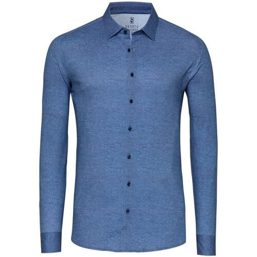 Desoto Overhemd Casual Kent Twill Pattern Mélange Blauw / male
