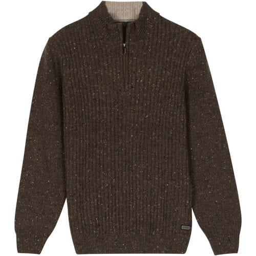 Baileys Trui Half Zip Front Structure Knit Donker Taupe / male