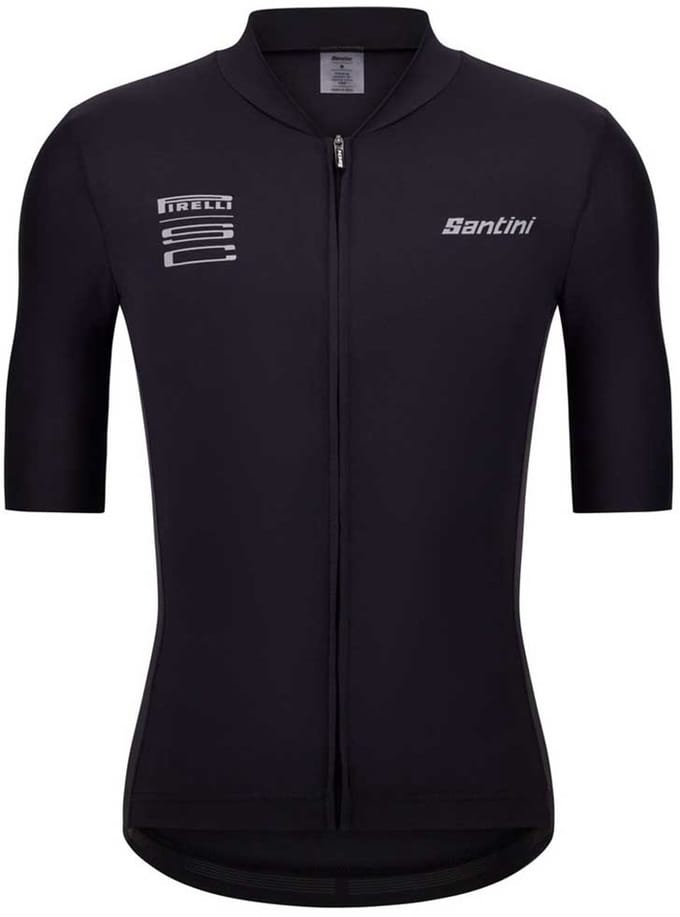 Santini Pirelli Wheel Korte Mouw Wielertrui Zwart M