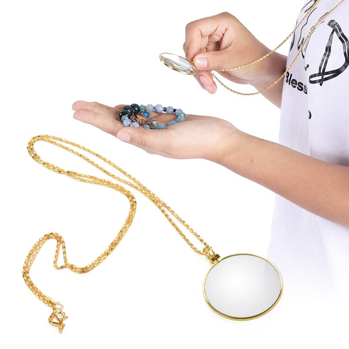 5X Vergrootglas Monocle Lens Ketting Vergrootglas Loep (Goud)