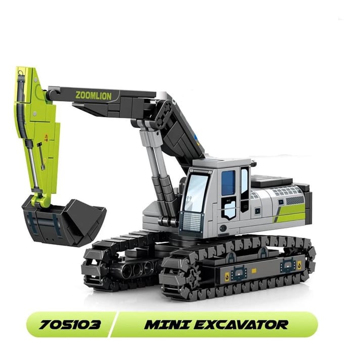 Bouwstenen Stad Constructie Kinderspeelgoed Cementmixer Vrachtwagen Kraan Graafmachine Mini Bulldozer Ideaal voor Jongenscadeaus black
