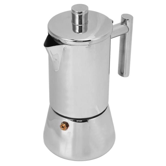 Cafetière en acier inoxydable poli pour cuisinière à induction 200ml for 4 Cups gray