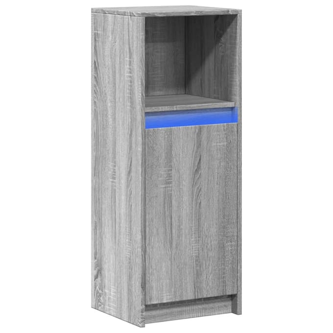 vidaXL - Dressoir - met - LED - 38x34x100 - cm - bewerkt - hout - grijs - sonoma - eiken