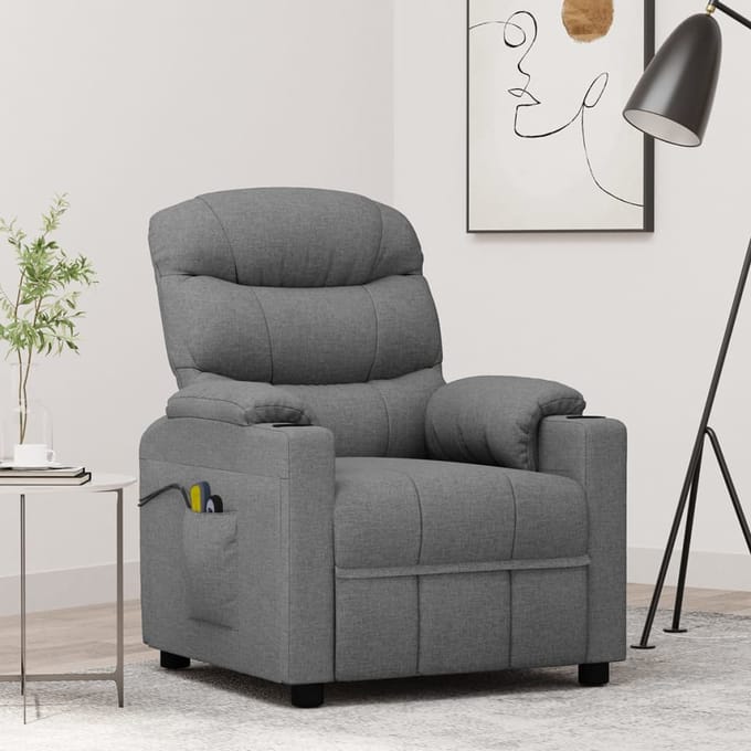 vidaXL - Massagestoel - elektrisch - stof - lichtgrijs