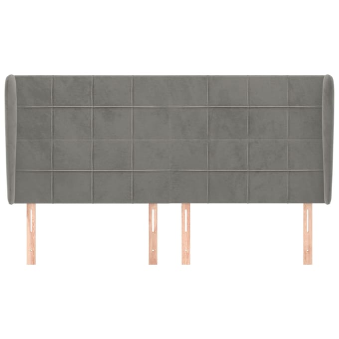 vidaXL - Hoofdbord - met - randen - 203x23x118/128 - cm - fluweel - lichtgrijs
