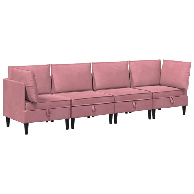 vidaXL - Woonkamer - Meubelset - 4 - st - Roze - Fluweel