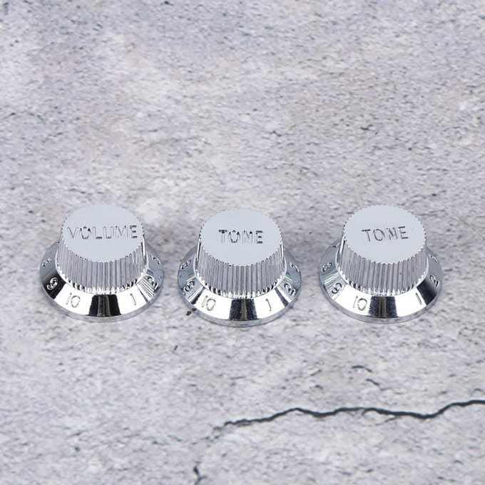 3 Stuks Gitaar Potentiometer Knop Dop Volume Toon Knoppen Zilver voor Elektrische Gitaars white