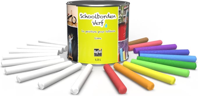 MagPaint Schoolbordenverf - Lime - 500ml - Inclusief 20 Krijtjes