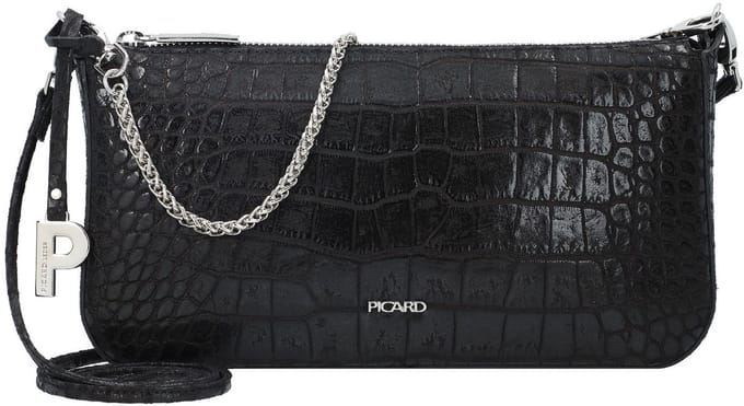 PICARD Leren Schoudertas Auguri Shoulderbag Croco Black Zwart