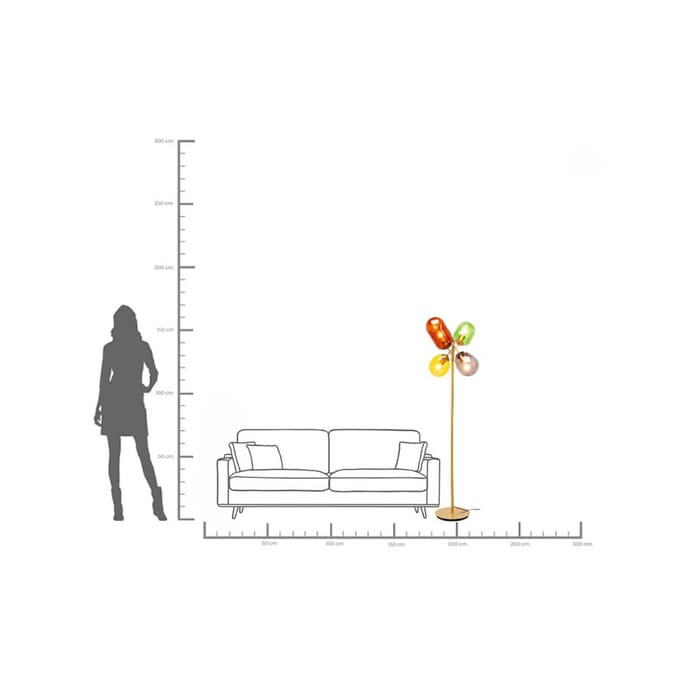 KARE vloerlamp Balloon Dance, veelkleurig, glas, 160 cm, E27