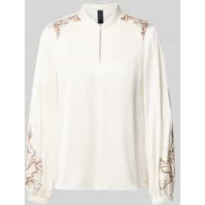 Blouse van viscosemix met druppelvormige hals en stitchings