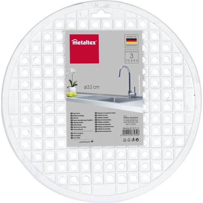 Metaltex - Gootsteenmat Rond - Gootsteenzeil - 32 cm - PVC - Wit