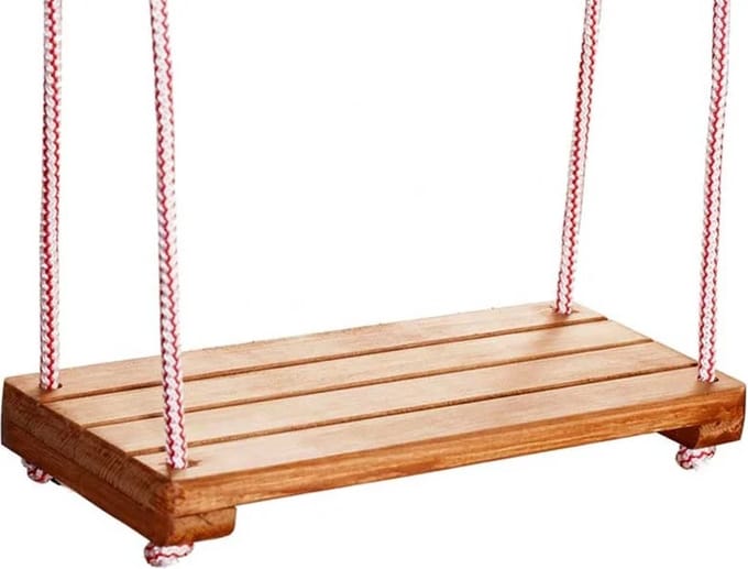 Houten schommel - 42x18 cm - gelakt - rood wit