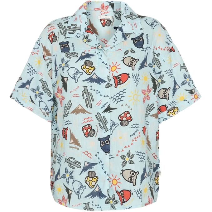 Dameshemd KnowledgeCotton Apparel Owl Cactus AOP GOTS/Vegam