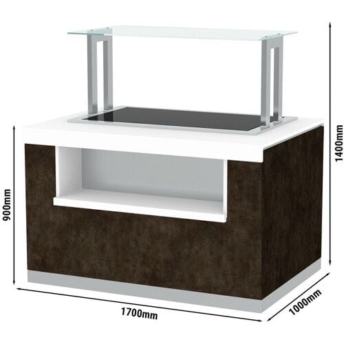 GGM Gastro Buffettheke PRAG - 1700mm - mit Warmhalteplatte Bruin / Wit