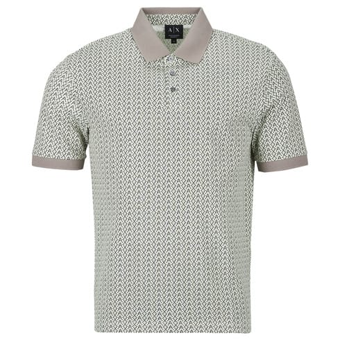 Armani Exchange Polo Shirt Met All-Over Print, Beige