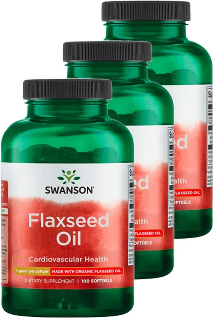 Swanson | Flaxseed Oil | 100 Softgels | 3 stuks | 3 x 100 stuks