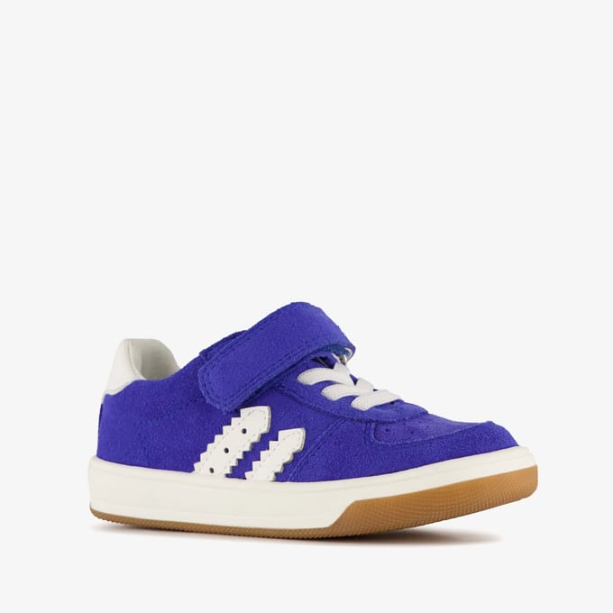 Stap suède jongens sneakers blauw wit - Maat 23 - Echt leer