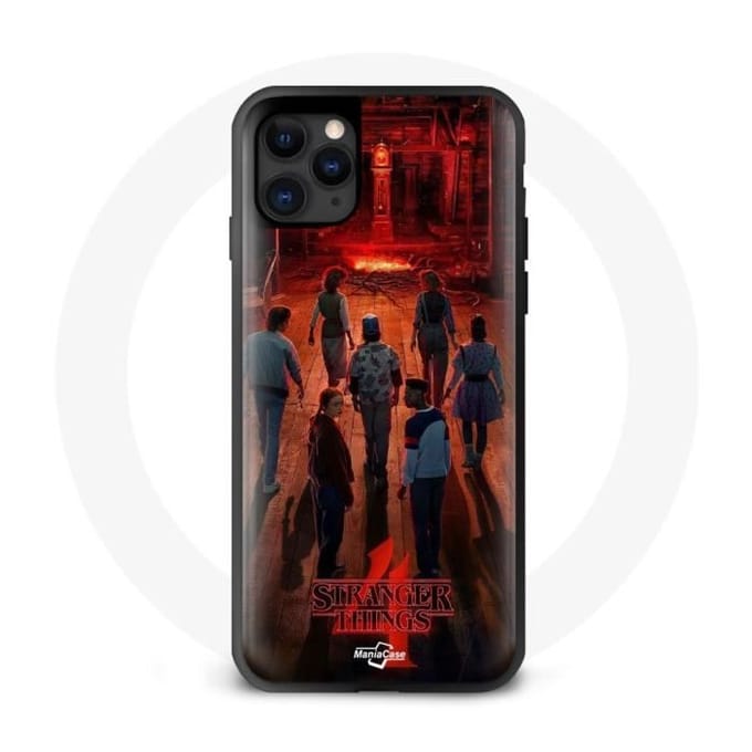 Hoesje voor iPhone 12 Mini - Stranger Things - Crew Poster - Bescherming - Plastic - Zwart