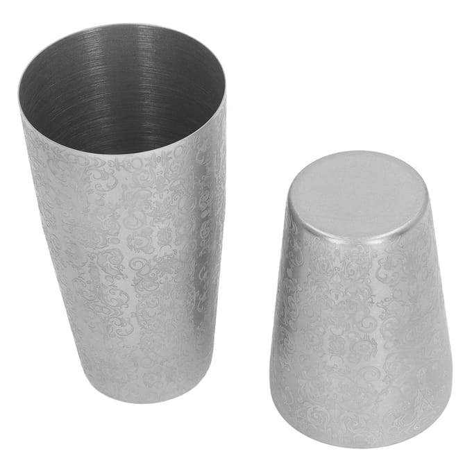 Cocktailshaker Boston Shaker Set Gegraveerd Design 304 Roestvrij Staal voor Bar Bartender L white