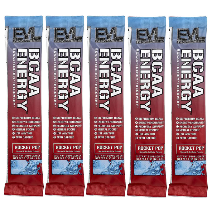 EVLution Nutrition, BCAA Energy®, Rocket Pops, 5 zakjes, 9,4 g (0.33oz) Elk