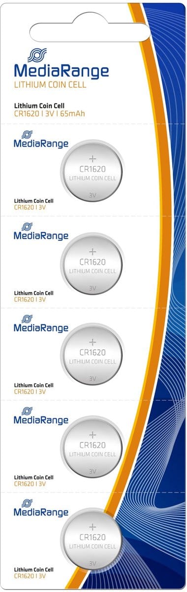 MediaRange Lithium knoopcellen, CR1620|3V, pak van 5