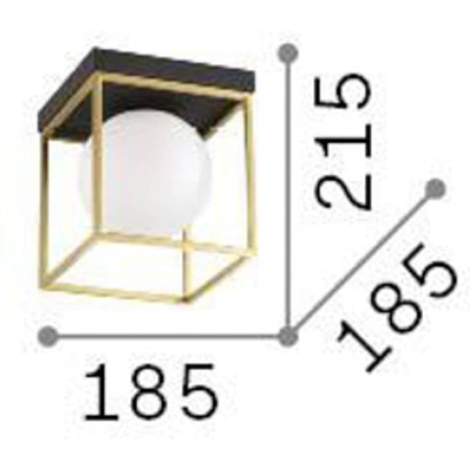 Plafondlamp Ideal Lux Lingotto, zwart, opaal glas, 1-lamp