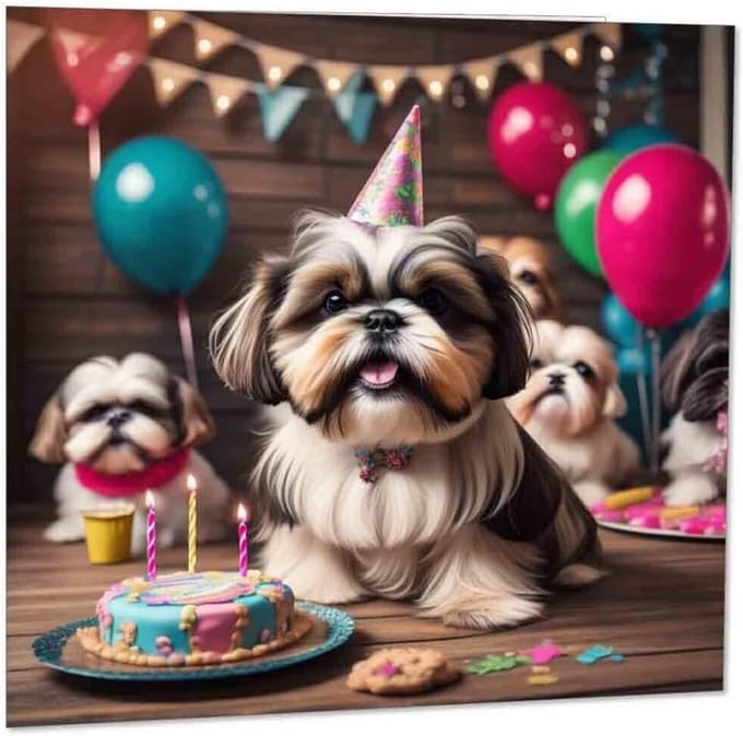 Grappige Verjaardagskaart met Shih Tzu Hond Thema