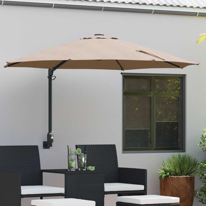 vidaXL Tuinparasol 248 x 248 x 148 cm Polyester en staal Taupe
