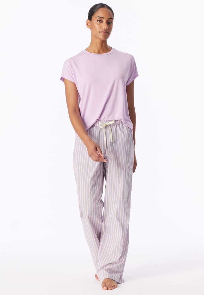 Langere broek van geweven viscose, multicolor strepen Mix+ Relax 48