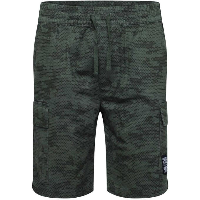Crosshatch Mannen Janscore All-Over Print Cargo Shorts (Diep Olijfgroen)