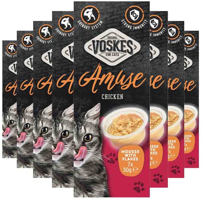 Voskes Kattensnack Mousse Kip - 8 x 7x30 gr - Voordeelverpakking