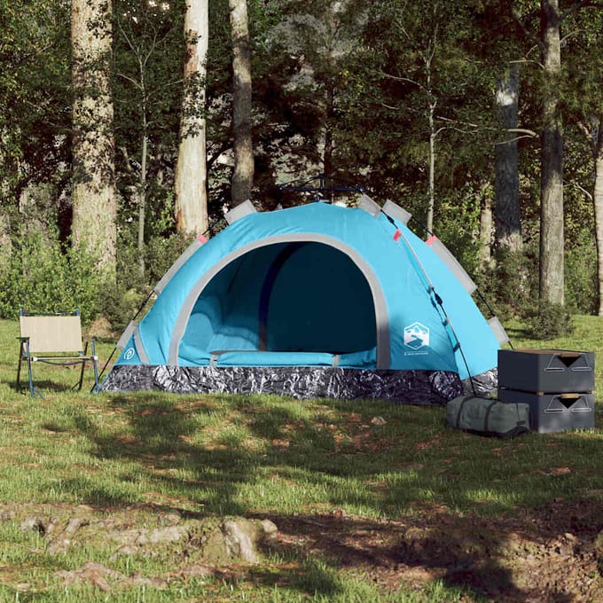vidaXL - Tent - 4-persoons - snelontgrendeling - blauw