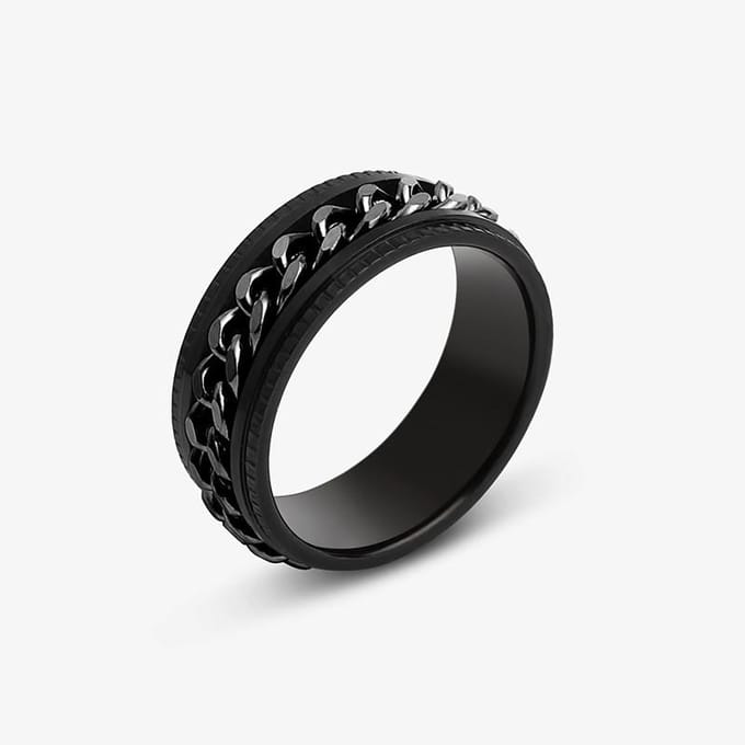 Fidget Spinner Mannen Ringen Angst Roterende Roestvrij Staal Ketting Multifunctioneel Anti Stress Ring Accessoires Mannen Ringen 11 black