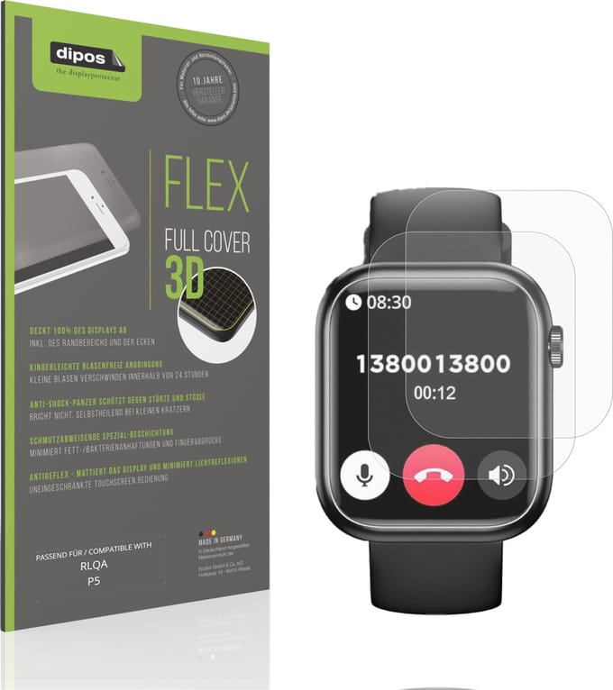 dipos FLEX – 2x Matte Screenprotector geschikt voor RLQA P5 | Volledige Schermbescherming | Case-Friendly