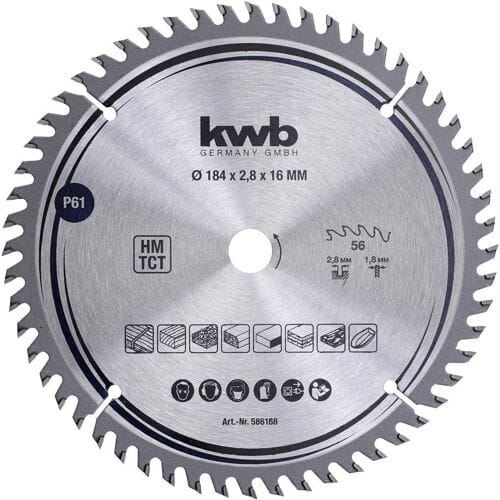 kwb 586168 Hardmetaal-cirkelzaagblad 184 x 16 mm 1 stuk(s)