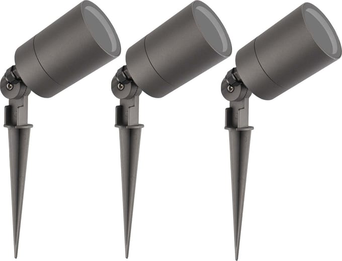 Ledvion - 3X LED Prikspots - Antraciet - IP65 - 5W - GU10 - 2M