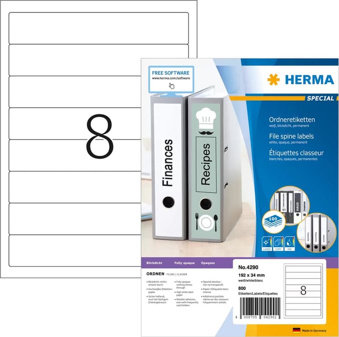 HERMA mapetiketten A4 wit 192x34 mm Papier opak 800 St.