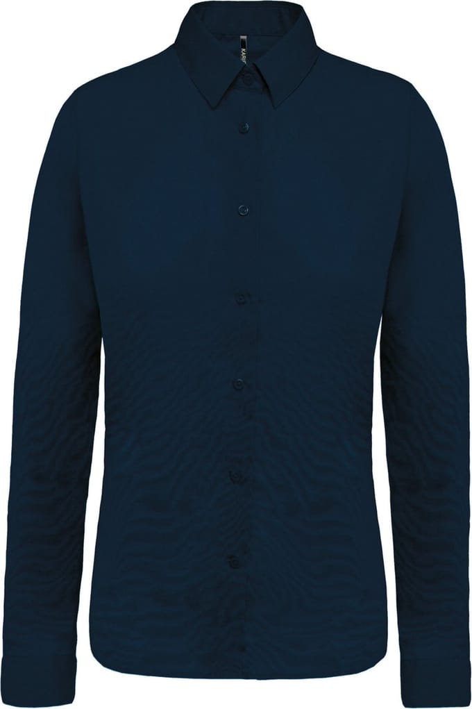 Kariban Damesblouse in popeline met lange mouwen K510 - Navy - XS