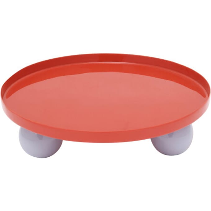Present Time - Dienblad Double Funky Rond Large - bright red w. soft purple