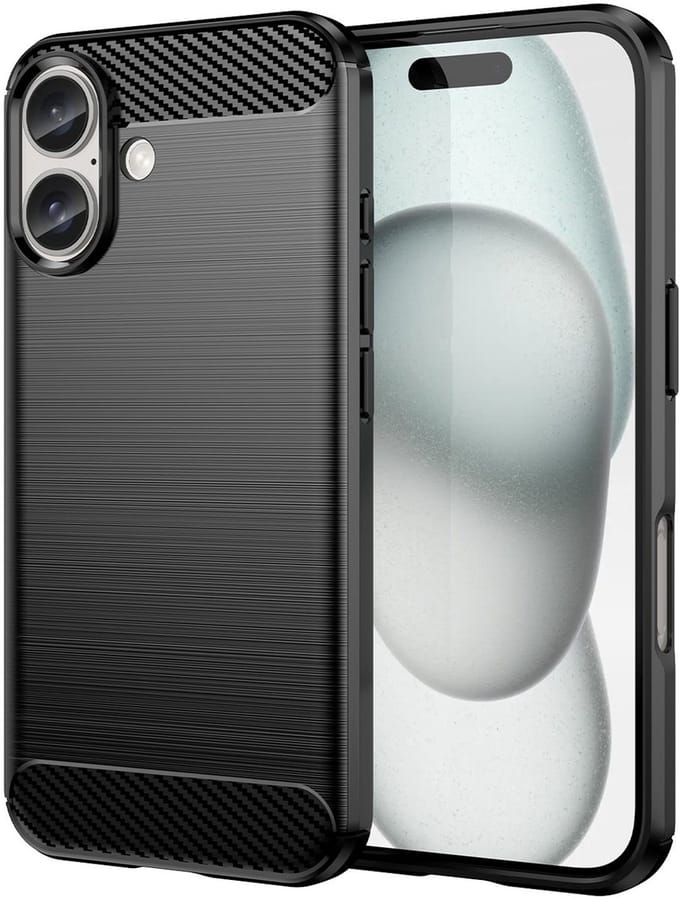 Mobiq Carbon Look Hoesje geschikt voor iPhone 16 Plus - Flexibele TPU Case