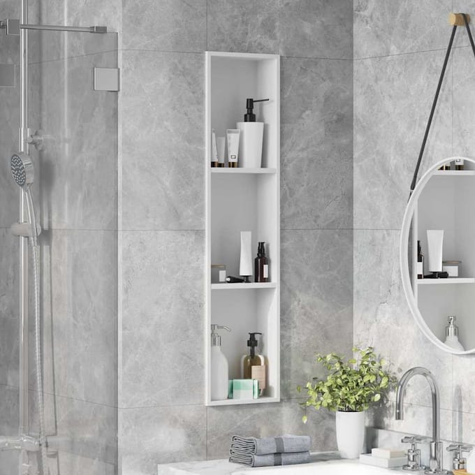 vidaXL - Douche - Niche - Wit - 90 - x - 20 - x - 9,5 - cm - Roestvrij - staal