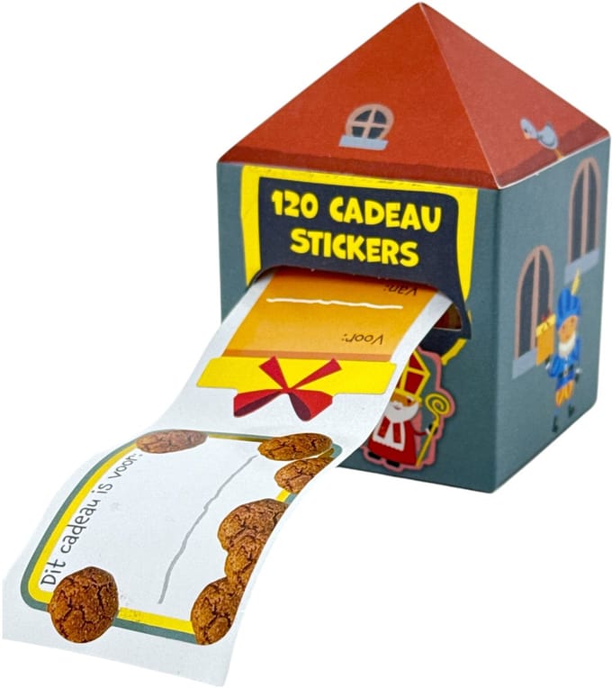120 Sinterklaas Naam Cadeau Stickers in een Leuk Bewaardoosje