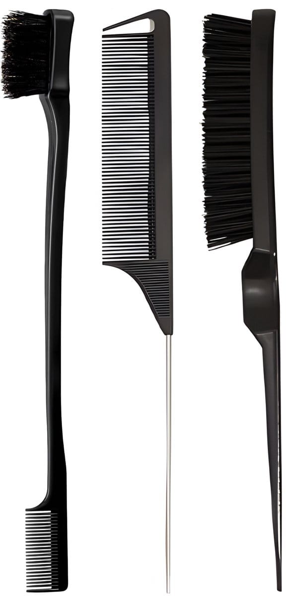 Guardian Beauty Edge Control Borstel en Kamset - 3-delig - Zwart - Haarstylingtools