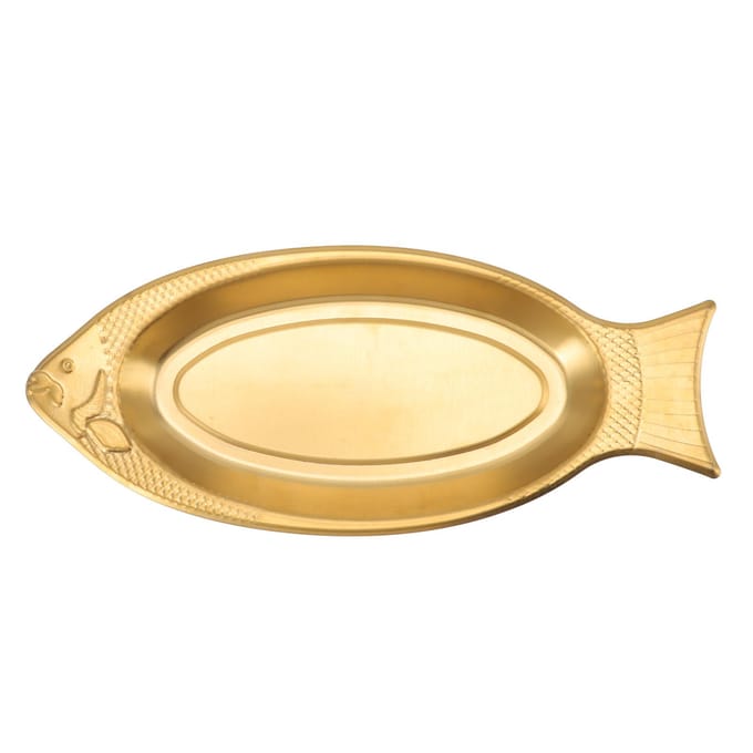 Plat de service en forme de poisson en acier inoxydable extrêmement épais pour anniversaire L beige