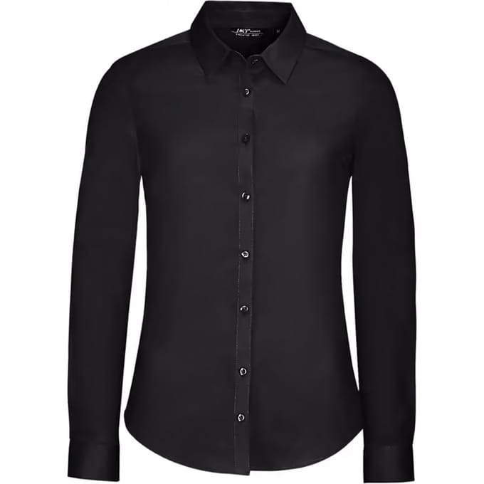 SOLS Dames/Dames Blake Stretch Shirt Met Lange Mouwen (Zwart)