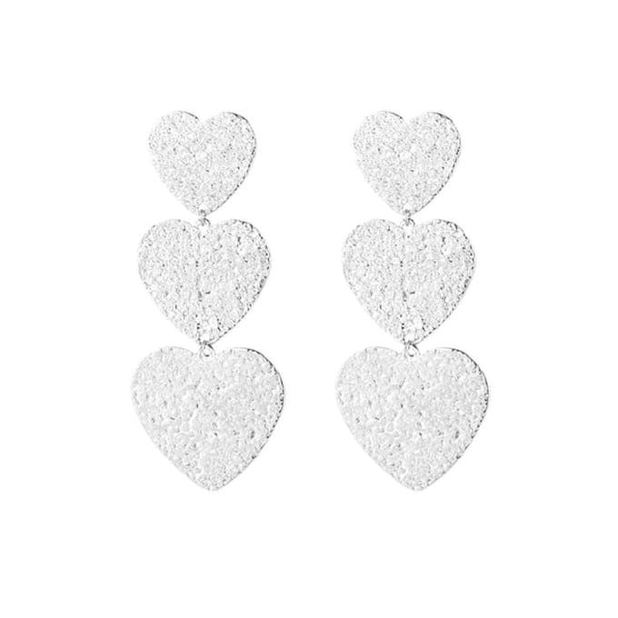 Bijoutheek Oorknoppen Drie Harten Silver